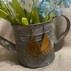 Leather Teardrop Earrings